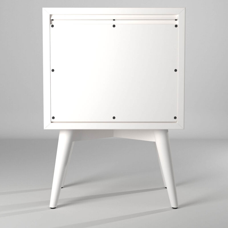 Flynn Mid Century Modern 2 Drawer Nightstand, White