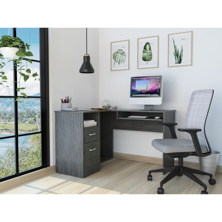 Glendale 2-Drawer 1-Shelf L-Shaped Computer Desk Smokey Oak