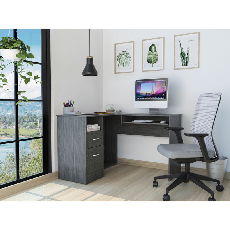 Glendale 2-Drawer 1-Shelf L-Shaped Computer Desk Smokey Oak
