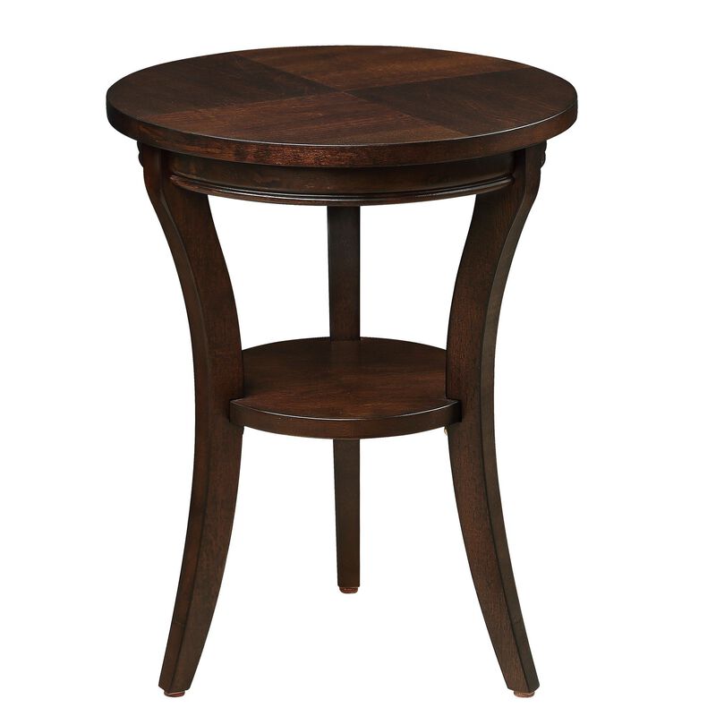 Small Round End Table with Open Shelf, Wood Accent Table for Living Room & Bedroom