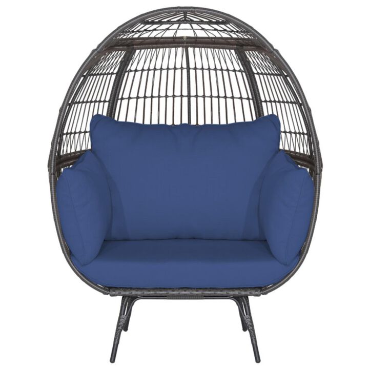 Hivvago Oversized Patio Rattan Egg Lounge Chair with 4 Cushions