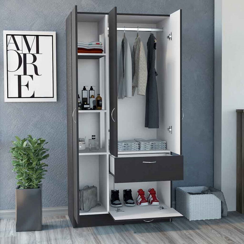 Armoire Cobra, Bedroom, Black / White
