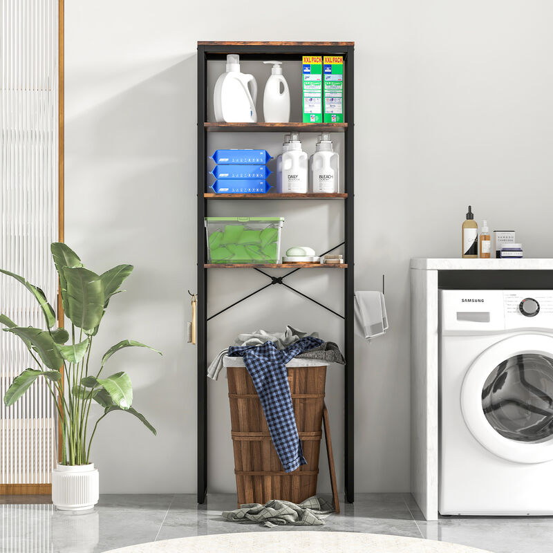 4-Tier Freestanding Over the Toilet Storage Rack-Rustic Brown