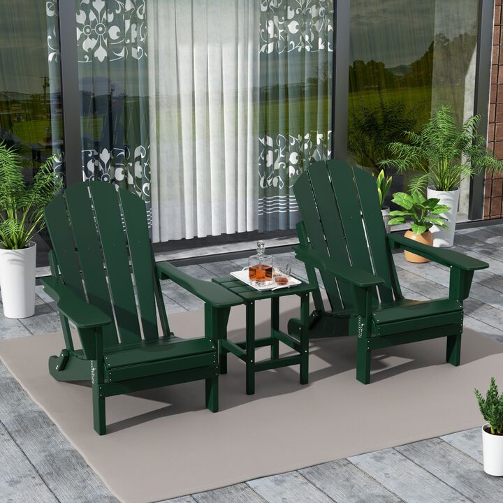 WestinTrends 3-Piece Outdoor Patio Adirondack Chairs with Side Table Set