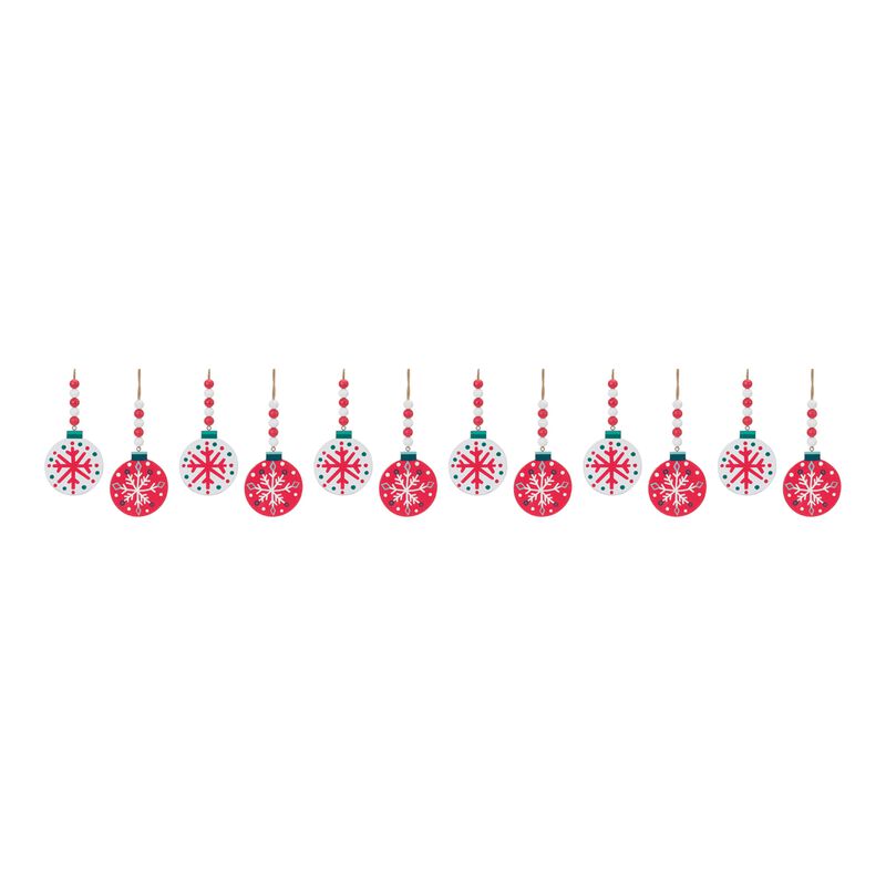Set of 12 Wood Beaded Snowflake Ornaments – Handcrafted Beaded Snowflakes for Rustic and Natural Holiday Decor