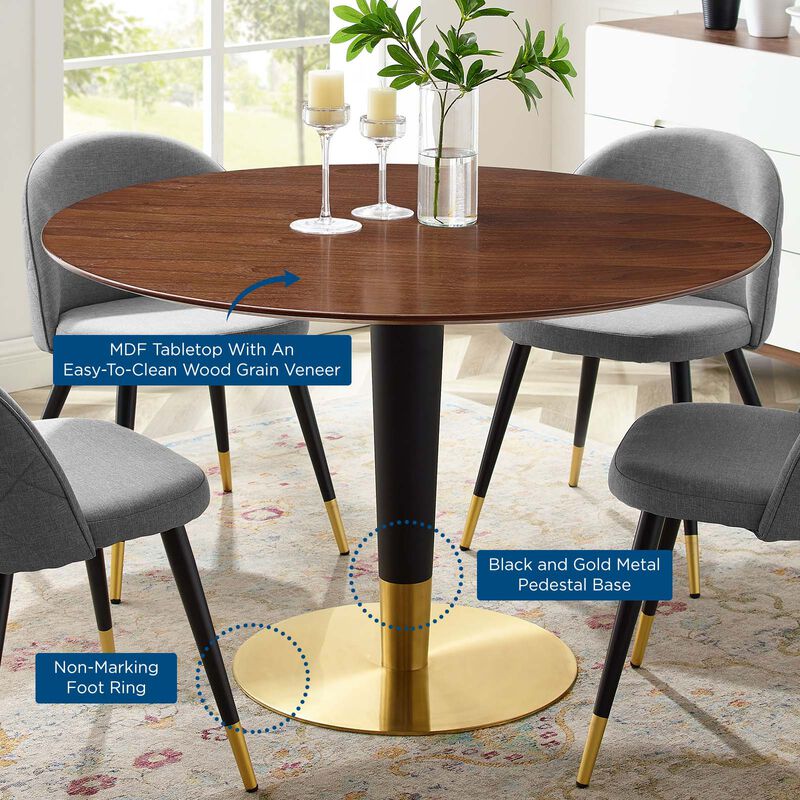 Modway - Zinque 47" Dining Table Gold Walnut