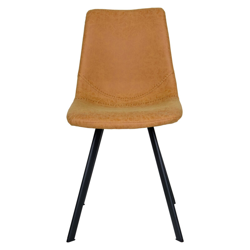 LeisureMod Markley Leather Dining Chair With Metal Legs in Olive Green