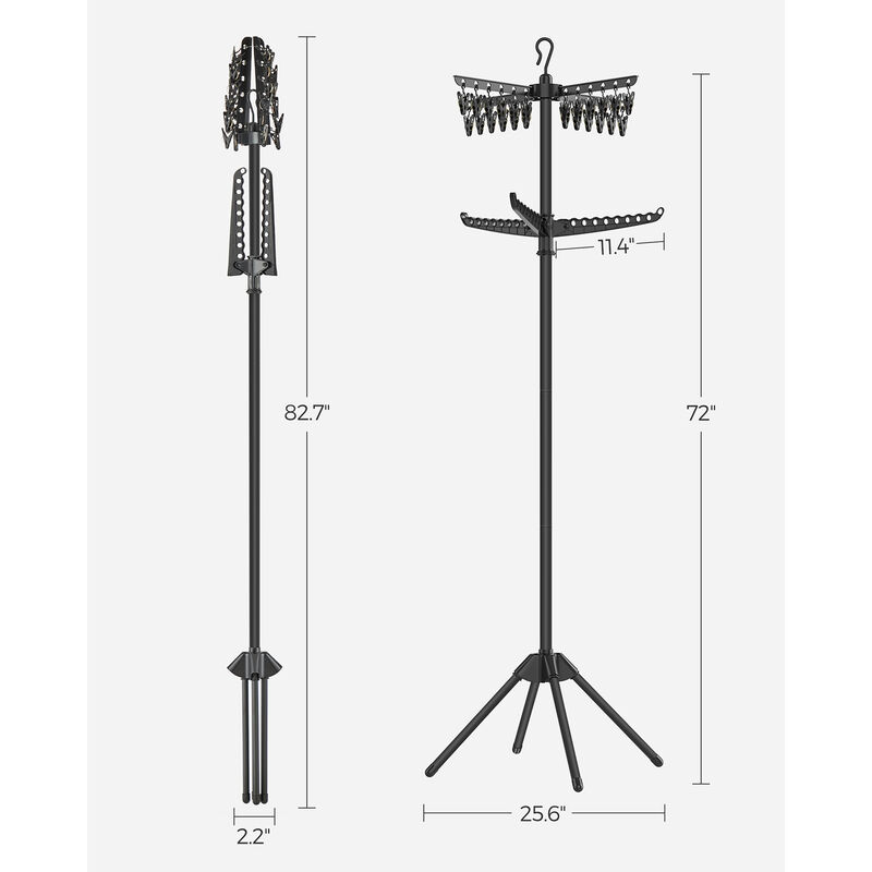 Foldable Indoor Rotary Garment Rack with 2-Tier Quadripod Frame
