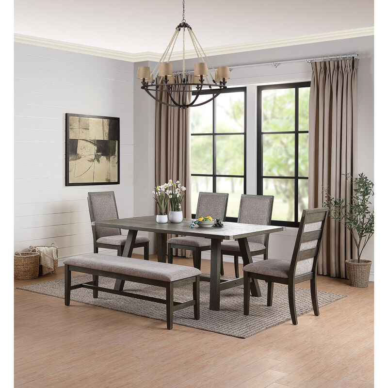 Dining Chair With Upholstered Cushion, Grey(Set Of 2)