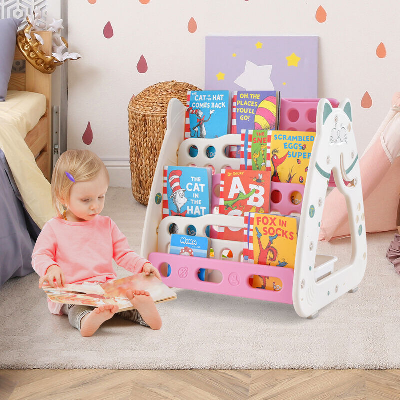 3-In-1 Double Sided Magnetic Dry-Erase Board with Stool and Flipped Writing Desktop