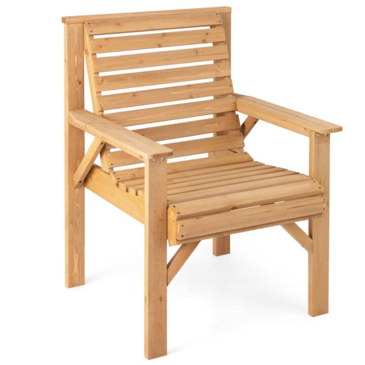 Hivvago Outdoor Solid Fir Wood Chair with Inclined Backrest