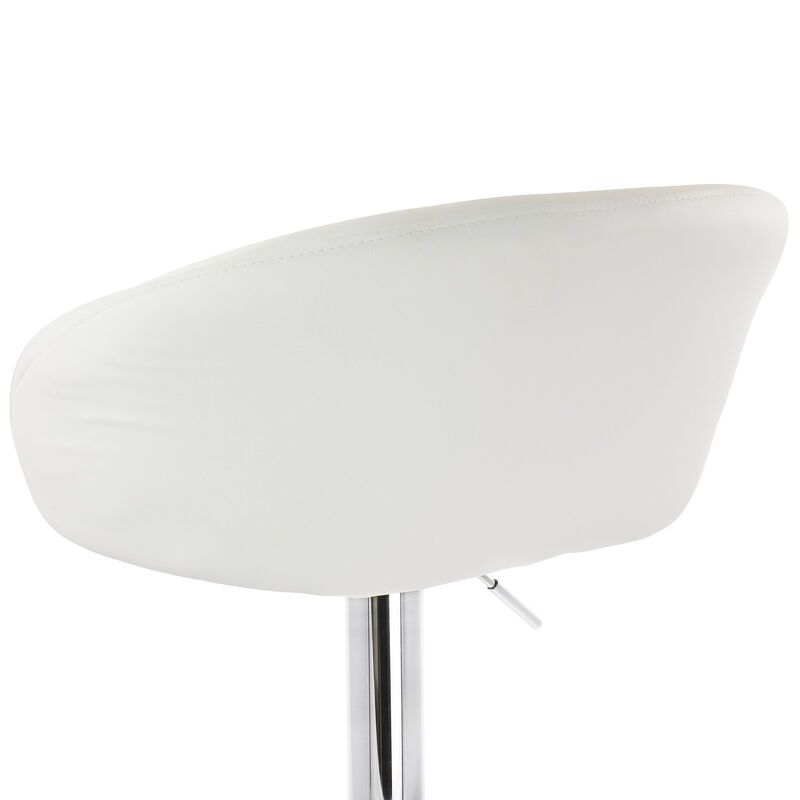 Elama 2 Piece Adjustable Faux Leather Bar Stool in White with Chrome Base