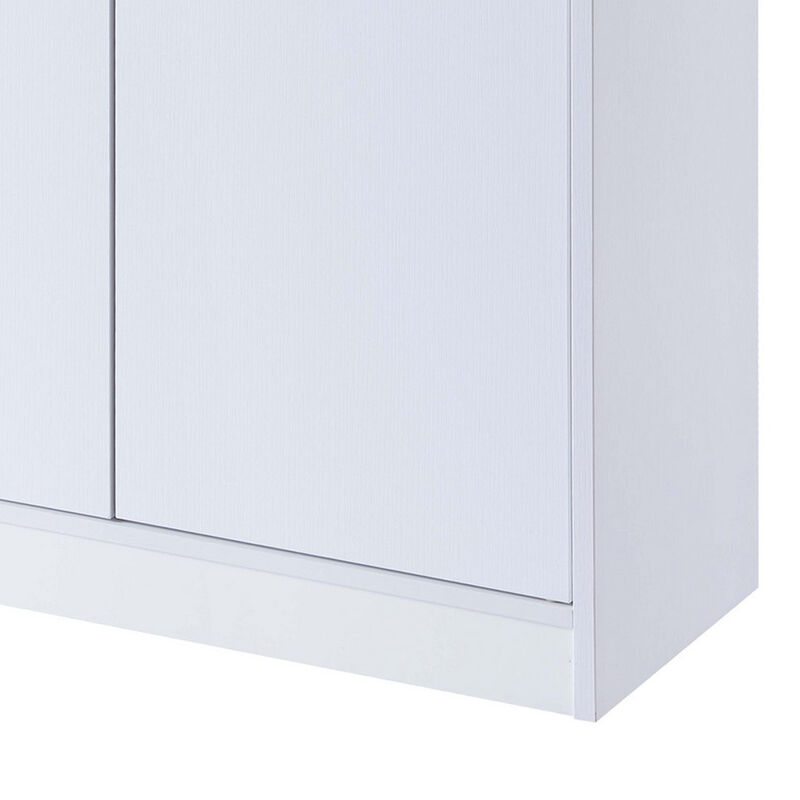 47 Inch 2 Door Wooden Shoe Cabinet, White-Benzara