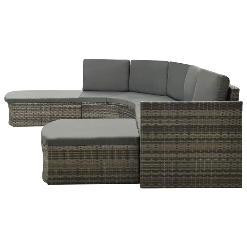 vidaXL 4 Piece Garden Lounge Set with Cushions Poly Rattan Gray