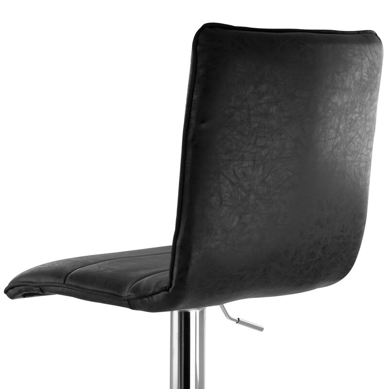 Elama 2 Piece Vintage Faux Leather Adjustable Bar Stool in Black with Chrome Base