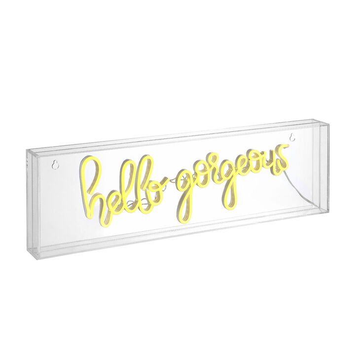 Hello Gorgerous 20" Contemporary Glam Acrylic Box USB Operated LED Neon Light