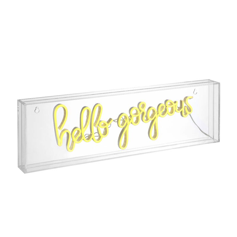 Hello Gorgerous 20" Contemporary Glam Acrylic Box USB Operated LED Neon Light
