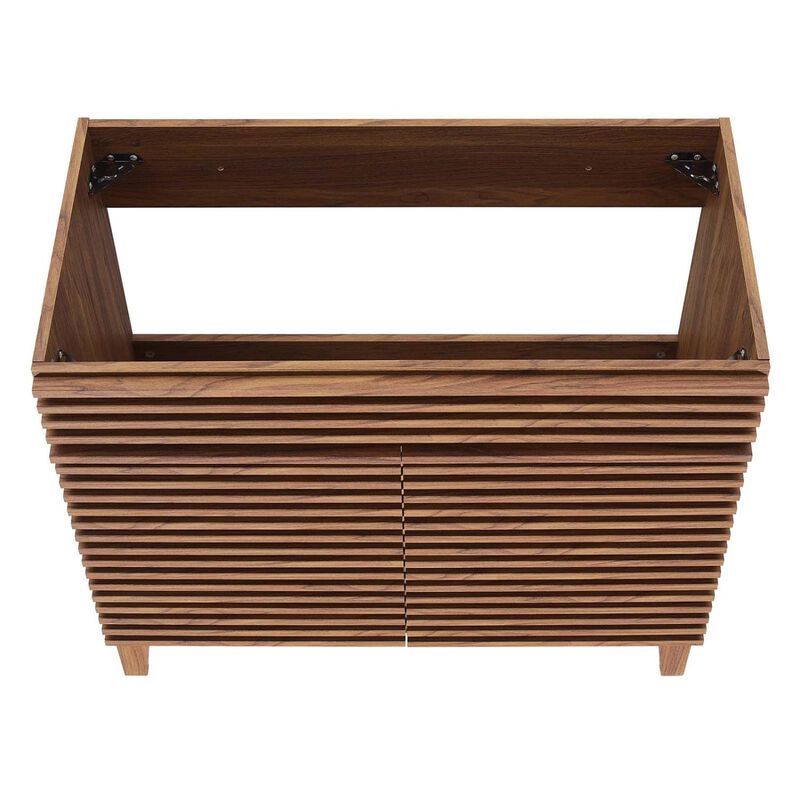 Modway Render 35" MDF and Particleboard Bathroom Vanity Cabinet in Walnut