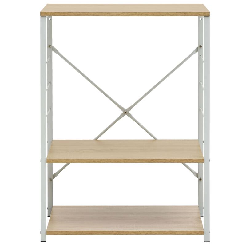 vidaXL Microwave Cabinet White and Oak 23.6"x15.6"x31.3" Engineered Wood