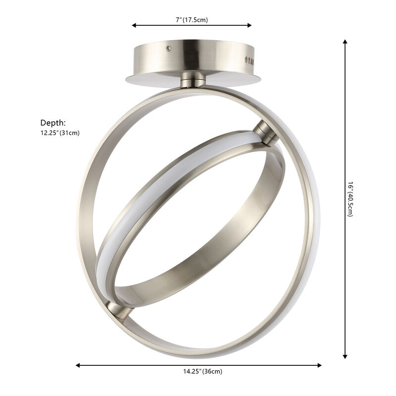 Nicole 2-Light Modern Minimalist Aluminum Ring Integrated LED Semi Flush Mount