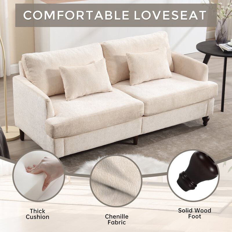 Mondawe Mid Century Chenille Fabric Loveseat Sofa, 2-Seat Upholstered Modern Couch