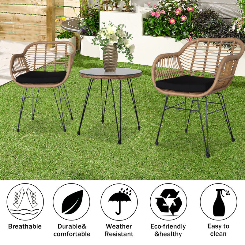3-Piece Patio Conversation Set – Outdoor Sofa & Chairs with Cushions for Garden & Deck