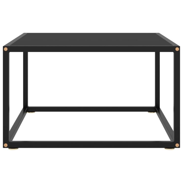 CHARMMA Coffee Table Black with Black Glass 23.6"x23.6"x13.8"