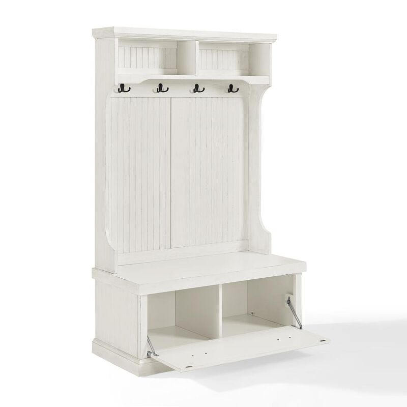 Crosley Furniture Seaside Hall Tree Distressed White