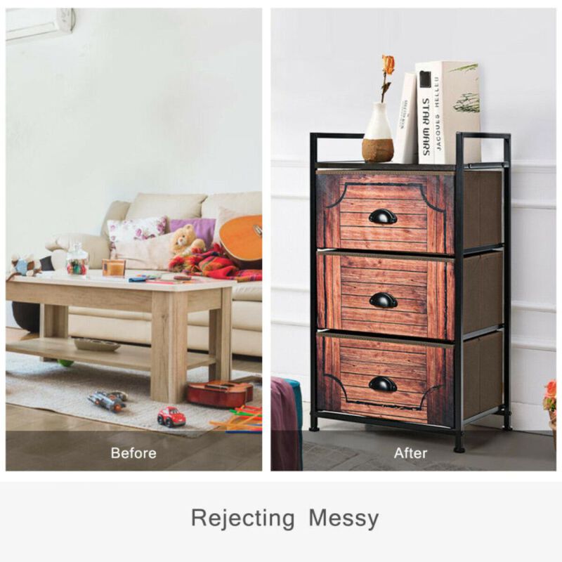 Hivvago Industrial 3-Layers Fabric Dresser with Fabric Drawers and Steel Frame