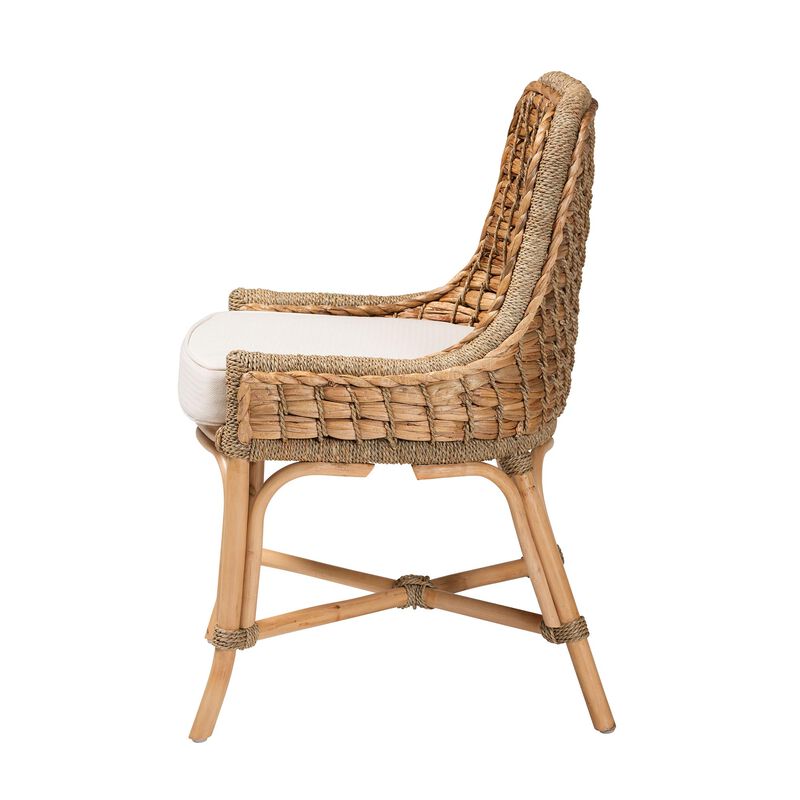 Baxton Studio Kyle Modern Bohemian Natural Woven Rattan Dining Side Chair With Cushion