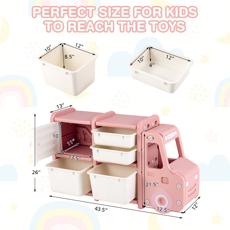 Toddler Truck Storage Organizer with Plastic Bins
