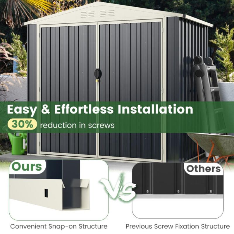 Hivvago 7 x 4 Feet Metal Outdoor Storage Shed with Lockable Door