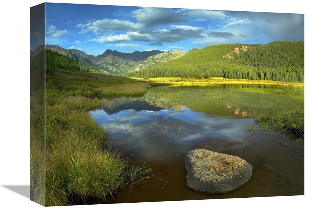Reflection at Mount Powell and Piney Lake, Colorado-Canvas Art-16x12