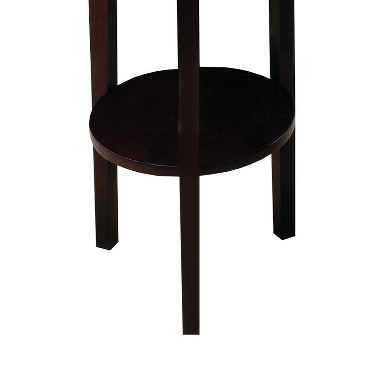 Elegant Plant Stand With Round Top, Brown-Benzara