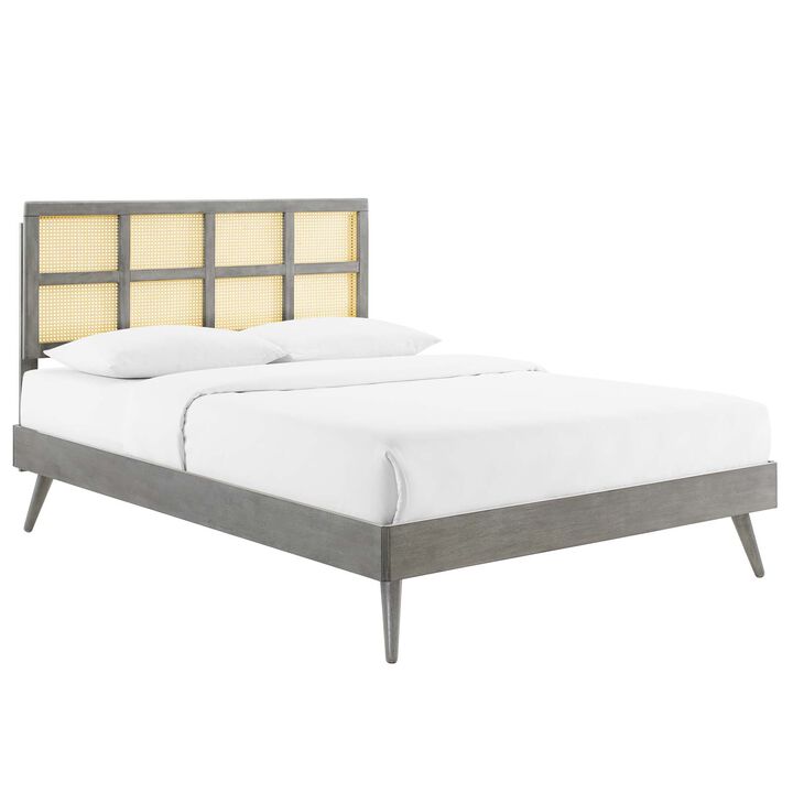 Modway - Sidney Cane and Wood Full Platform Bed with Splayed Legs