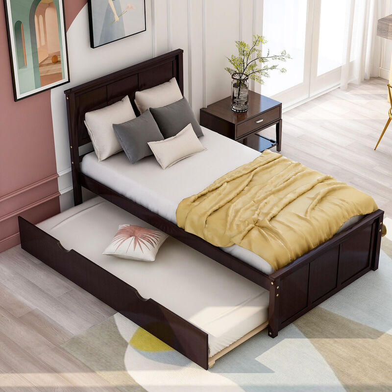 Merax Platform Bed with Twin Trundle