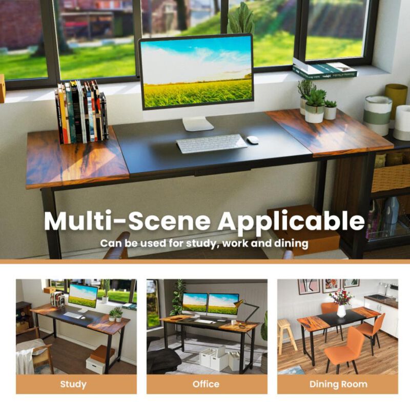 Hivvago 63 Inch Modern Splice Computer Desk with Heavy Duty Steel Frame