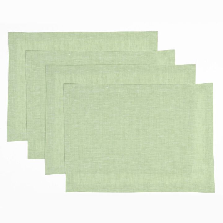 Solino Home 100% Pure Linen 14 x 19 Inch Placemats Set of 4 | Athena