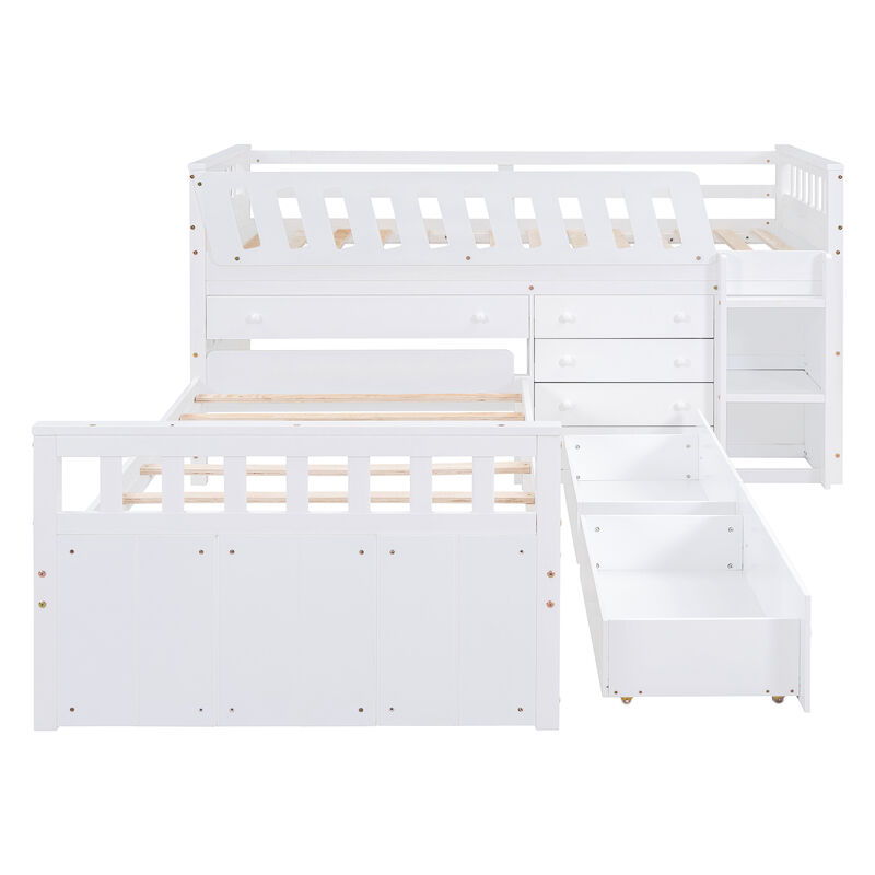 Merax L-shaped Loft Bed  with Platform Bed