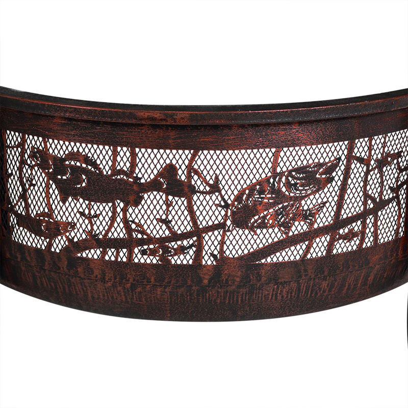 Sunnydaze 30 in Northwoods Fishing Steel Fire Pit with Spark Screen
