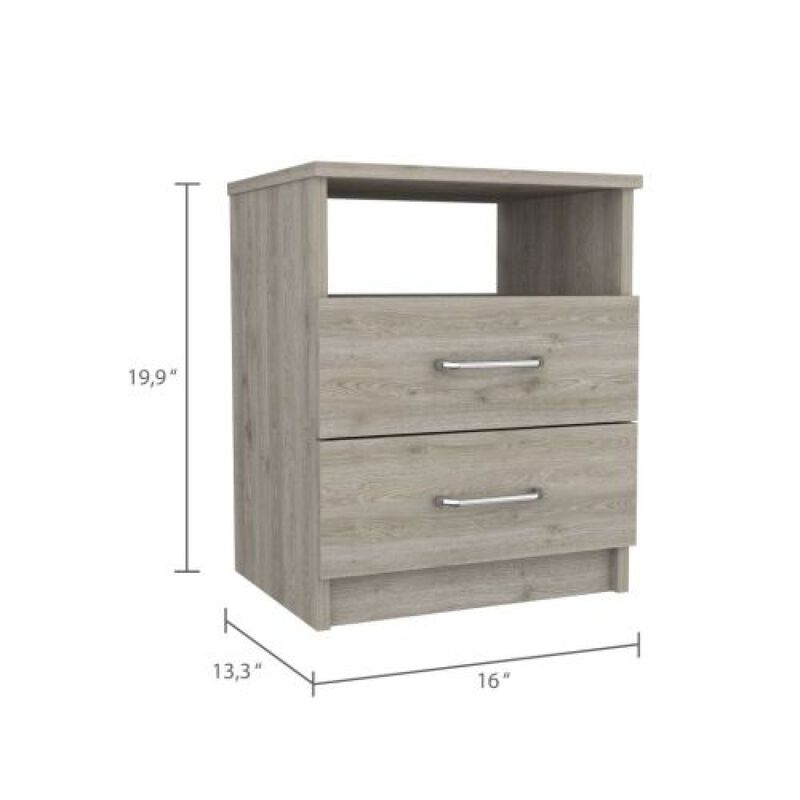 Streamdale Napoles Nightstand, Superior Top, Two Drawers, One Shelf - Light