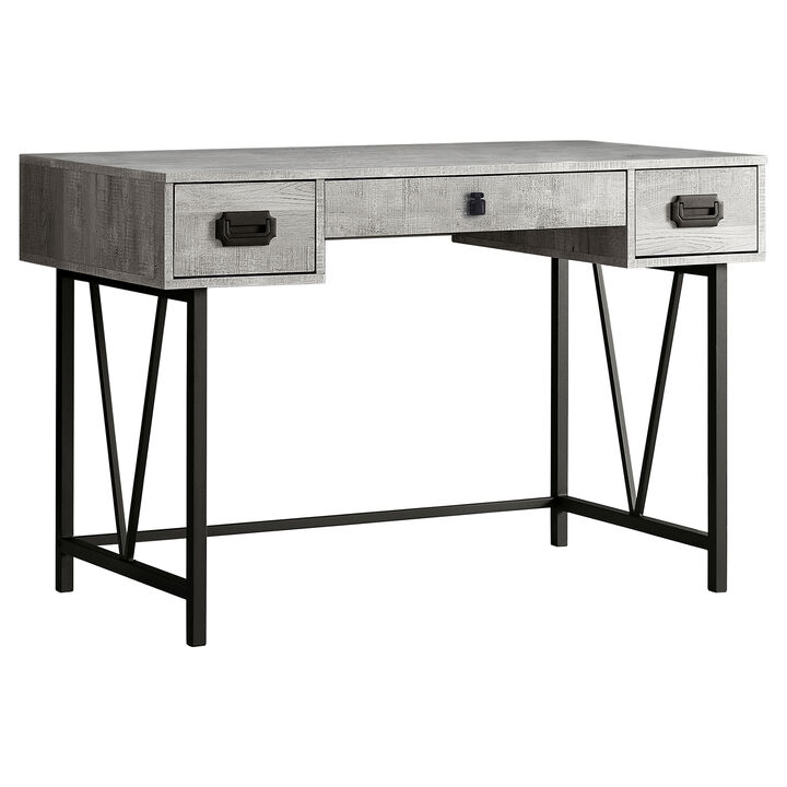 Monarch Specialties I 7413 Computer Desk, Home Office, Laptop, Storage Drawers, 48"L, Work, Metal, Laminate, Grey, Black, Transitional