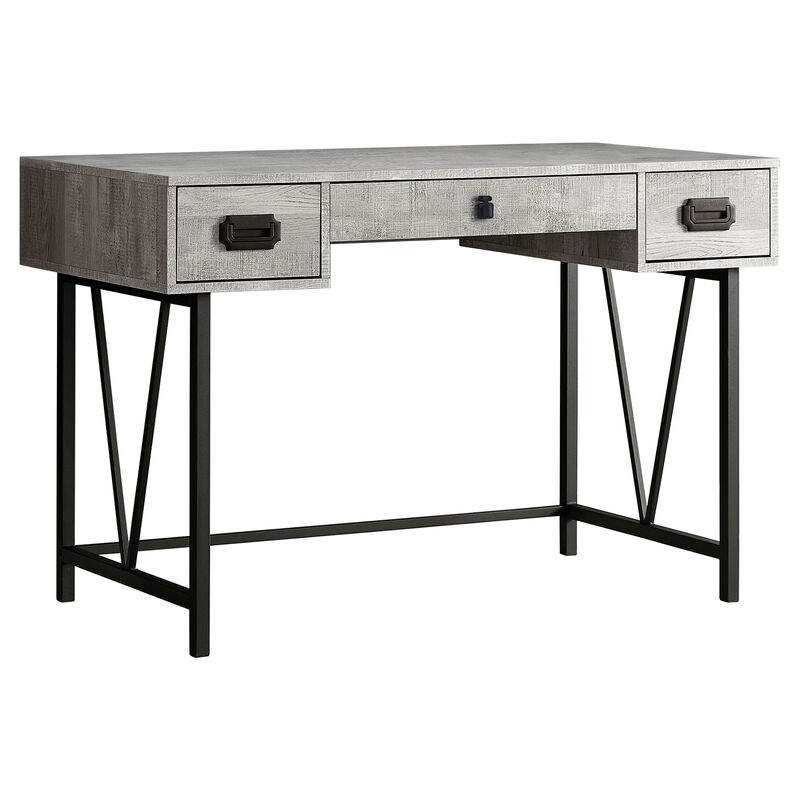 Monarch Specialties I 7413 Computer Desk, Home Office, Laptop, Storage Drawers, 48"L, Work, Metal, Laminate, Grey, Black, Transitional
