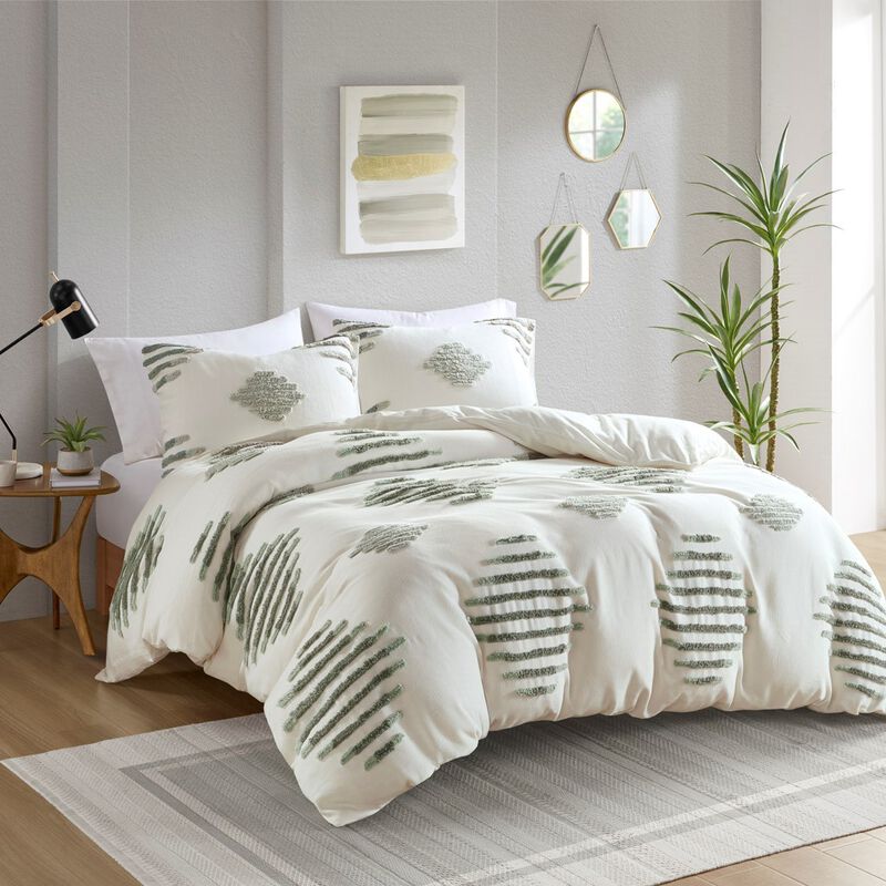 Gracie Mills Mitch Modern Tufted Chenille 3-Piece Duvet Cover Set