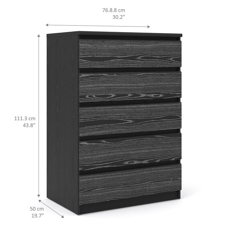 Tvilum Scottsdale 5 Drawer Chest, Black Wood Grain