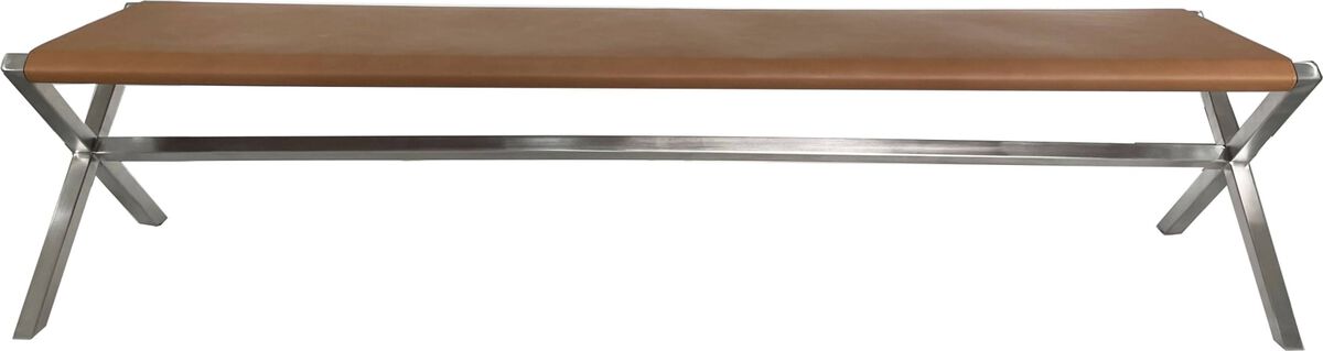 One Modern Coastal Director's Style Leather Bench