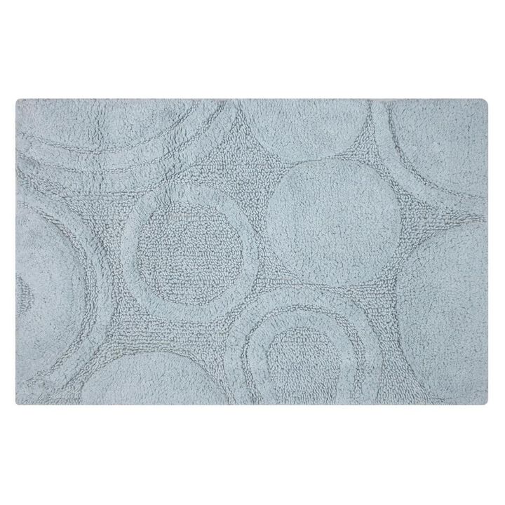 Knightsbridge Orbit Bath Rug Cotton Non Skid Back - 17x24", Light Blue