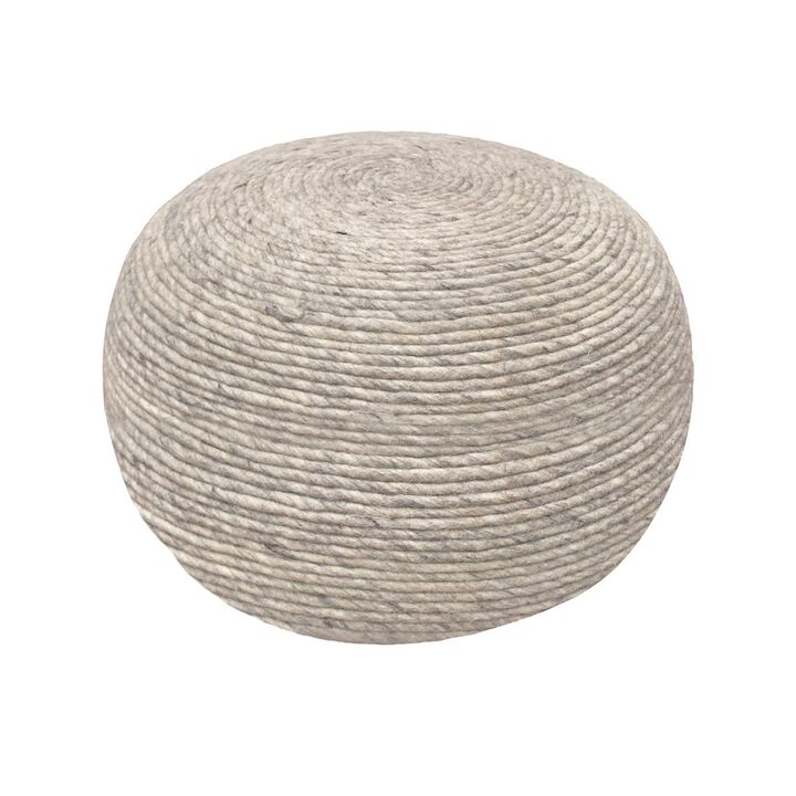 Modern Ellis Pouf in Silver Wool