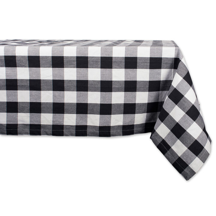 Black and White Buffalo Checkered Designed Rectangular Tablecloth 60" x 104"