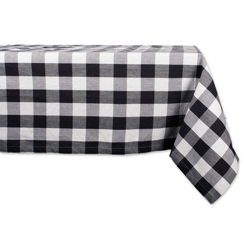 Black and White Buffalo Checkered Designed Rectangular Tablecloth 60" x 104"